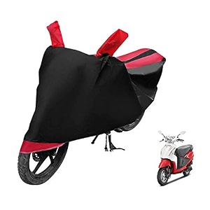 euro care scooty cover compatible with hero pleasure heatproof mirror pocket dustproof belt amp buckle pleasure scooty cover - 1 unit black-red