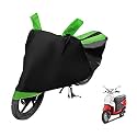 Euro Care Scooty Cover Compatible with Hero Pleasure, Heatproof, Mirror Pocket, Dustproof, Belt &amp; Buckle, Pleasure Scooty Cover - 1 Unit, Black-Green