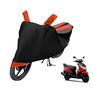 euro care scooty cover compatible with ray heatproof mirror pocket dustproof belt amp buckle ray scooty cover - 1 unit black-orange
