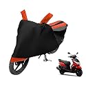 Euro Care Scooty Cover Compatible with Ray, Heatproof, Mirror Pocket, Dustproof, Belt &amp; Buckle, Ray Scooty Cover - 1 Unit, Black-Orange