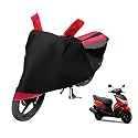 Euro Care Scooty Cover Compatible with Ray, Heatproof, Mirror Pocket, Dustproof, Belt &amp; Buckle, Ray Scooty Cover - 1 Unit, Black-Red