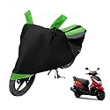 Euro Care Scooty Cover Compatible with Ray, Heatproof, Mirror Pocket, Dustproof, Belt &amp; Buckle, Ray Scooty Cover - 1 Unit, Black-Green