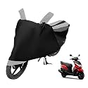 Euro Care Scooty Cover Compatible with Ray, Heatproof, Mirror Pocket, Dustproof, Belt &amp; Buckle, Ray Scooty Cover - 1 Unit, Black-Silver