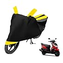 Euro Care Scooty Cover Compatible with Ray, Heatproof, Mirror Pocket, Dustproof, Belt &amp; Buckle, Ray Scooty Cover - 1 Unit, Black-Yellow