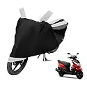 Euro Care Scooty Cover Compatible with Ray, Heatproof, Mirror Pocket, Dustproof, Belt &amp; Buckle, Ray Scooty Cover - 1 Unit, Black-White
