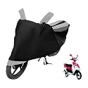 Euro Care Scooty Cover Compatible with Scooty Pep Plus with Mirror Pocket,Dustproof, Windproof, Belt Buckle, Scooty Pep Plus Scooty Cover- Black-Silver - 1 Unit