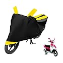 Euro Care Scooty Cover Compatible with Scooty Pep Plus with Mirror Pocket,Dustproof, Windproof, Belt Buckle, Scooty Pep Plus Scooty Cover- Black-Yellow - 1 Unit