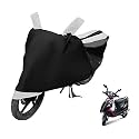 Euro Care Scooty Cover Compatible with Scooty Streak with Mirror Pocket,Dustproof, Windproof, Belt Buckle, Scooty Streak Scooty Cover- Black-White - 1 Unit