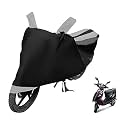 Euro Care Scooty Cover Compatible with Scooty Streak with Mirror Pocket,Dustproof, Windproof, Belt Buckle, Scooty Streak Scooty Cover- Black-Silver - 1 Unit