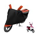 Euro Care Scooty Cover Compatible with Scooty Pep Plus with Mirror Pocket,Dustproof, Windproof, Belt Buckle, Scooty Pep Plus Scooty Cover- Black-Orange - 1 Unit
