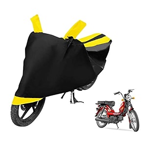 euro care scooty cover compatible with super xl with mirror pocketdustproof windproof belt buckle super xl scooty cover- black-yellow - 1 unit