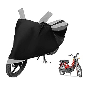euro care scooty cover compatible with super xl with mirror pocketdustproof windproof belt buckle super xl scooty cover- black-silver - 1 unit