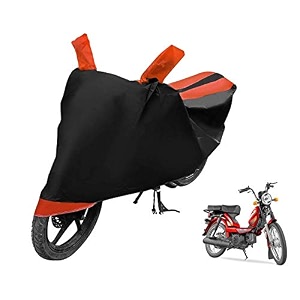 euro care scooty cover compatible with super xl with mirror pocketdustproof windproof belt buckle super xl scooty cover- black-orange - 1 unit