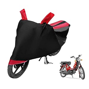 euro care scooty cover compatible with super xl with mirror pocketdustproof windproof belt buckle super xl scooty cover- black-red - 1 unit
