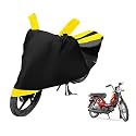 Euro Care Scooty Cover Compatible with Super XL with Mirror Pocket,Dustproof, Windproof, Belt Buckle, Super XL Scooty Cover- Black-Yellow - 1 Unit