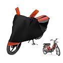 Euro Care Scooty Cover Compatible with Super XL with Mirror Pocket,Dustproof, Windproof, Belt Buckle, Super XL Scooty Cover- Black-Orange - 1 Unit