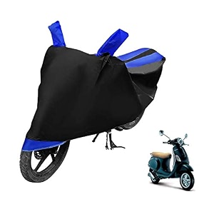 euro care scooty cover compatible with vespa piaggio heatproof mirror pocket dustproof belt amp buckle vespa scooty cover - 1 unit black-blue