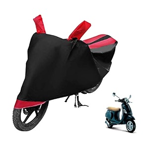 euro care scooty cover compatible with vespa piaggio heatproof mirror pocket dustproof belt amp buckle vespa scooty cover - 1 unit black-red