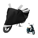 Euro Care Scooty Cover Compatible with Vespa Piaggio, Heatproof, Mirror Pocket, Dustproof, Belt &amp; Buckle, Vespa Scooty Cover - 1 Unit, Black-White
