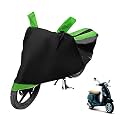 Euro Care Scooty Cover Compatible with Vespa Piaggio, Heatproof, Mirror Pocket, Dustproof, Belt &amp; Buckle, Vespa Scooty Cover - 1 Unit, Black-Green