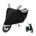 Euro Care Scooty Cover Compatible with Vespa Piaggio, Heatproof, Mirror Pocket, Dustproof, Belt &amp; Buckle, Vespa Scooty Cover - 1 Unit, Black-Silver
