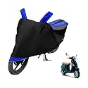 Euro Care Scooty Cover Compatible with Vespa Piaggio, Heatproof, Mirror Pocket, Dustproof, Belt &amp; Buckle, Vespa Scooty Cover - 1 Unit, Black-Blue