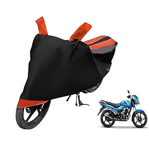 euro care scooty cover compatible with victor with mirror pocketdustproof windproof belt buckle victor scooty cover- black-orange - 1 unit