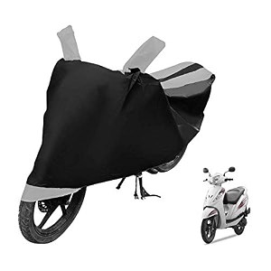 euro care scooty cover compatible with wego with mirror pocketdustproof windproof belt buckle wego scooty cover- black-silver - 1 unit
