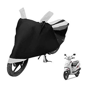 euro care scooty cover compatible with wego with mirror pocketdustproof windproof belt buckle wego scooty cover- black-white - 1 unit