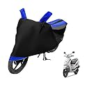 Euro Care Scooty Cover Compatible with Wego with Mirror Pocket,Dustproof, Windproof, Belt Buckle, Wego Scooty Cover- Black-Blue - 1 Unit