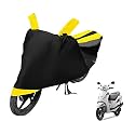 Euro Care Scooty Cover Compatible with Wego with Mirror Pocket,Dustproof, Windproof, Belt Buckle, Wego Scooty Cover- Black-Yellow - 1 Unit