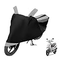 Euro Care Scooty Cover Compatible with Wego with Mirror Pocket,Dustproof, Windproof, Belt Buckle, Wego Scooty Cover- Black-Silver - 1 Unit