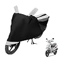 Euro Care Scooty Cover Compatible with Wego with Mirror Pocket,Dustproof, Windproof, Belt Buckle, Wego Scooty Cover- Black-White - 1 Unit