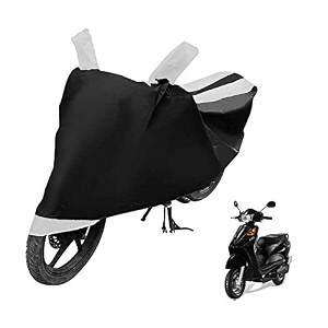euro care scooty cover compatible with yo exl heatproof mirror pocket dustproof belt amp buckle yo exl scooty cover - 1 unit black-white