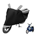 Euro Care Scooty Cover Compatible with Yo EXL, Heatproof, Mirror Pocket, Dustproof, Belt &amp; Buckle, Yo EXL Scooty Cover - 1 Unit, Black-Silver