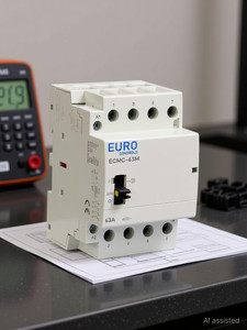 euro controls 63 amps 4 pole 4 no modular power contactor with manual override - din mount - low noise switching - ac volts 2 32 a four way electrical switch pack of 1 number of switches - 1