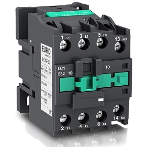 eurocontrols euro controls power contactor lc1e series - volts 220 ac - 3 pole - copper coil heavy duty mechanical contactor with silver alloy wire connector 32 amps 3pole