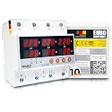 EuroControls EVP3PH - 3 Phase Voltage Protector - 63A - Adjustable Over/Under Voltage/Over Current/Voltage Asymmetry/Phase Sequence & Failure Protector - Auto Recovery Switch - Voltage & Amp Meter
