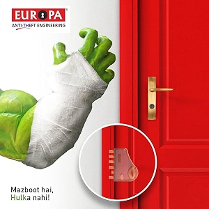 europa h347ab high security main door lock hexabolt with 5 dead bolts amp 1 latch bolt with plate handle 3 tons load ab antique brass