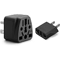 Unidapt International Travel Plug Adapter for USA, 2 Pieces, Black