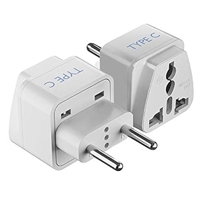 european plug adapter ceptics india to russia europe turkey amp more - type c - perfect for laptop camera charger and more - ce certified - rohs compliant -2 pack -white