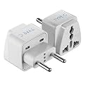 European Plug Adapter, Ceptics India to Russia, Europe, Turkey &amp; More - Type C - Perfect for Laptop, Camera Charger and More - CE Certified - RoHS Compliant -2 Pack -White