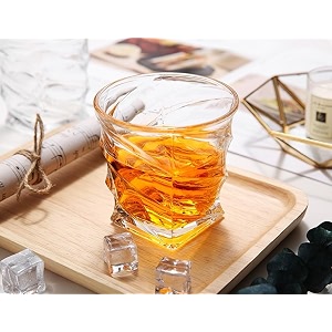european premium curve line design whiskey glasses set of 6-320ml transparent bar glass for drinking whisky bourbon scotch cocktails cognac - old fashioned cocktail tumblers