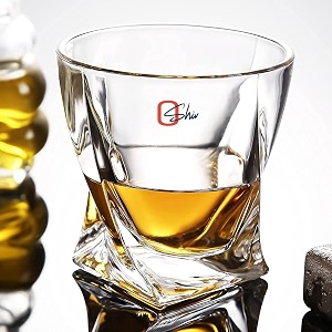 european premium twist crystal whiskey glasses set of 6 pcs- 310ml transparent bar glass for drinking bourbon whisky scotch cocktails cognac - rich glasses for special tableware guest