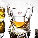 European Premium Twist Crystal Whiskey Glasses Set of 6 Pcs- 310ml, Transparent Bar Glass for Drinking Bourbon, Whisky, Scotch, Cocktails, Cognac - (Rich Glasses for Special Tableware Guest)
