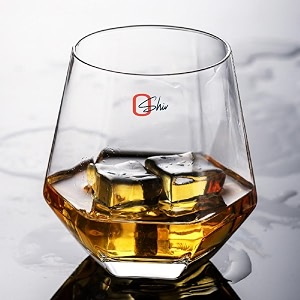 european premium whiskey glasses set of 6-310mltransparent stylish crystal octa sturdy shape whisky glass for scotch bourbon liquor great glasses for tableware guest