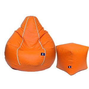 super comfy leatherette bean bag and puffy cover set of 2 without beans