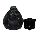 Super Comfy Leatherette Bean Bag and Puffy Cover (Set of 2, Without Beans)