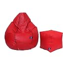 Super Comfy Leatherette Bean Bag and Puffy Cover (Set of 2, without Beans)