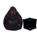Super Comfy Leatherette Bean Bag and Puffy Cover (Set of 2, Without Beans)